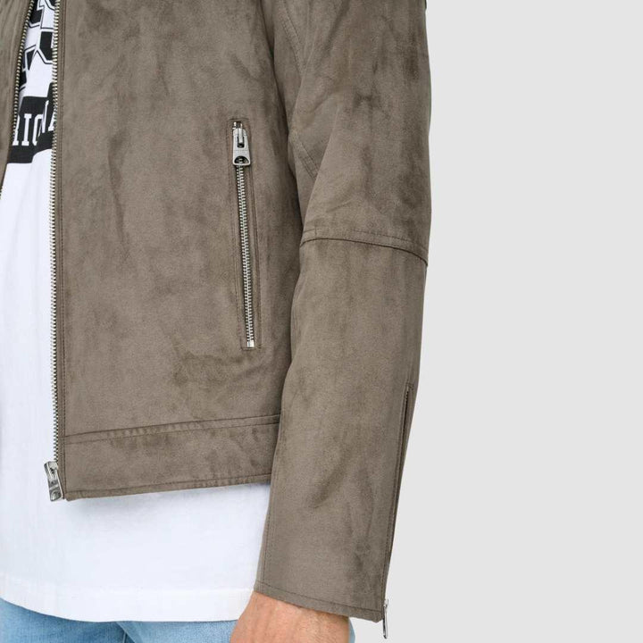 Giacca Biker scamosciato beige