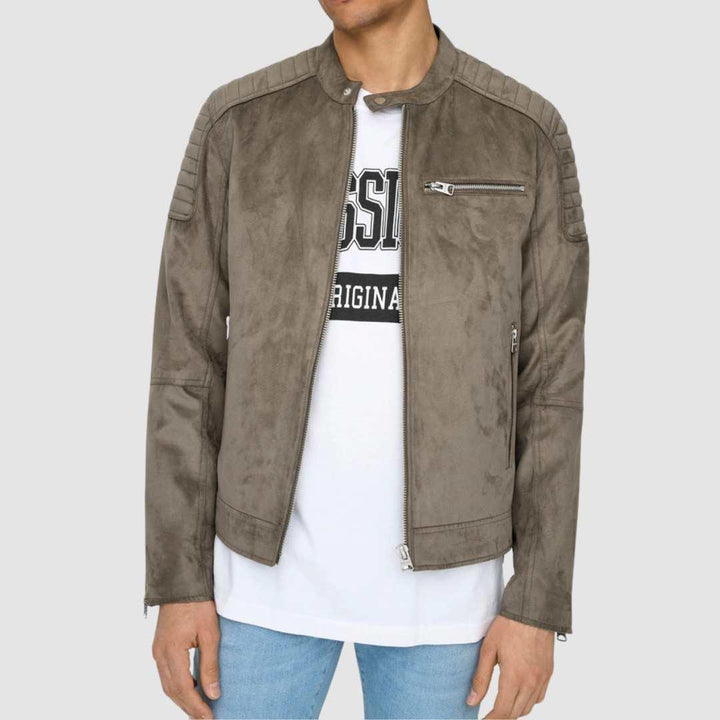 Giacca Biker scamosciato beige