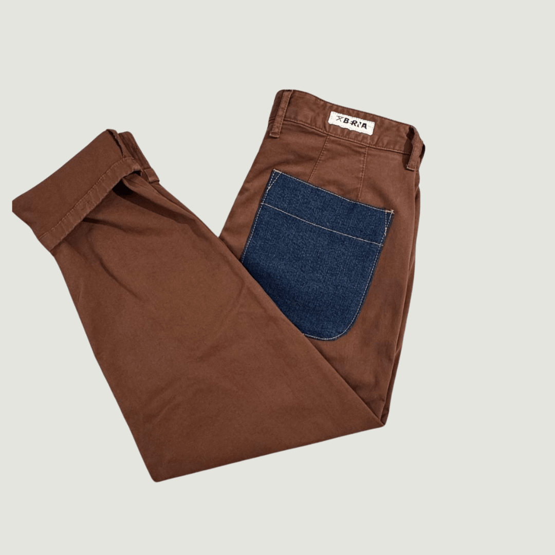 Pantalone ruggine panna  tasca jeans