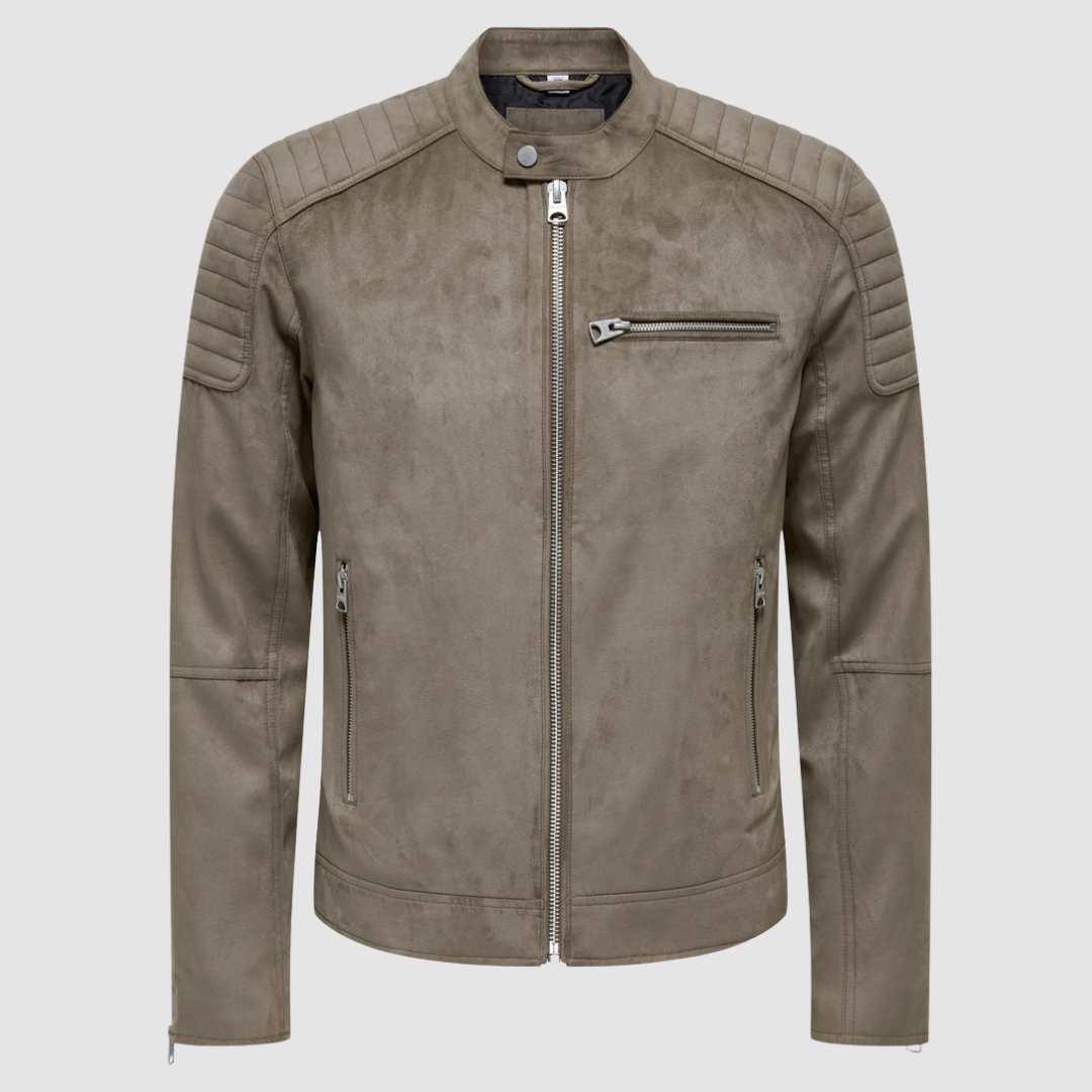 Giacca Biker scamosciato beige