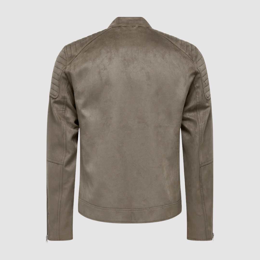 Giacca Biker scamosciato beige