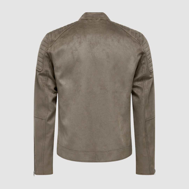 Giacca Biker scamosciato beige